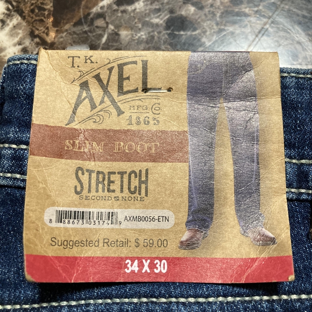 Men's NWT axel straight slim bootcut jeans 34x30